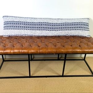 10" x 46" Extra Long Lumbar Pillow, Slate Blue & White Bedding Pillow